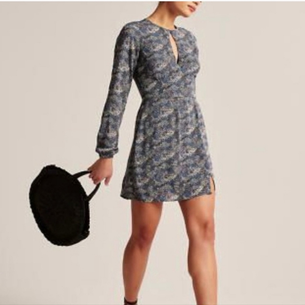 Abercrombie & Fitch Floral Long Sleeve Keyhole Lined Mini Dress size XS